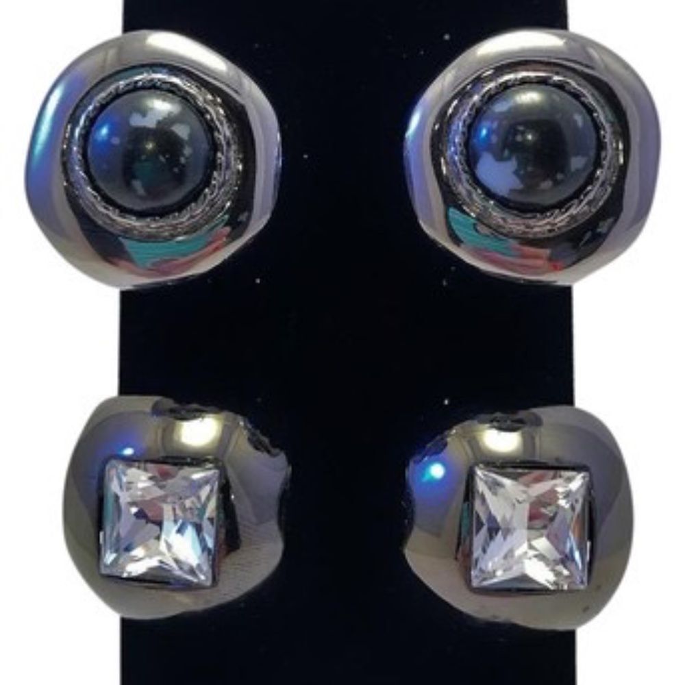 Kenneth Jay Lane 2 Prs Vintage Clip On Earrings